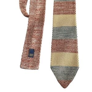The Territory Ahead Silk Knit Tie Italy Striped Pointed Tip Necktie Earth Tones
